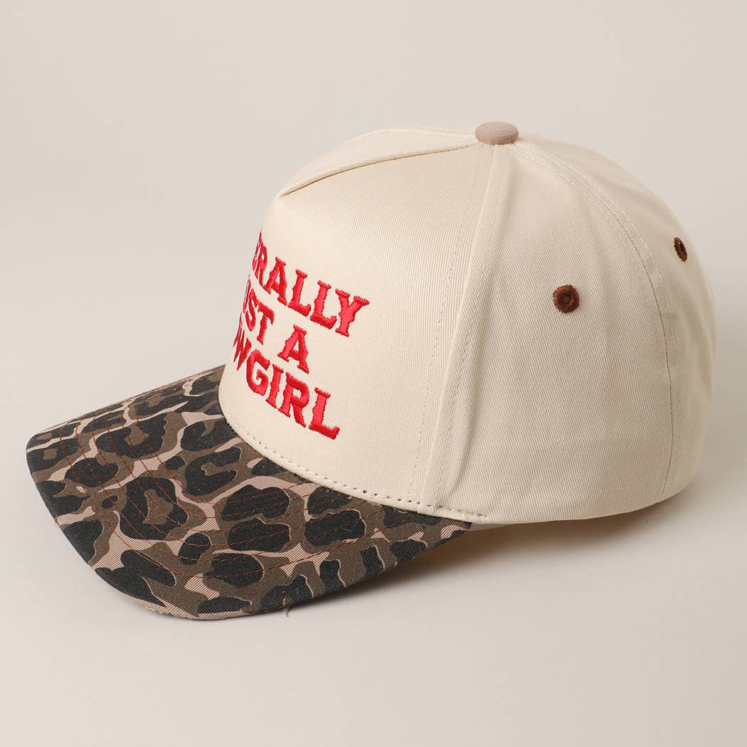 LITERALLY JUST A COWGIRL Leopard Trucker Hat