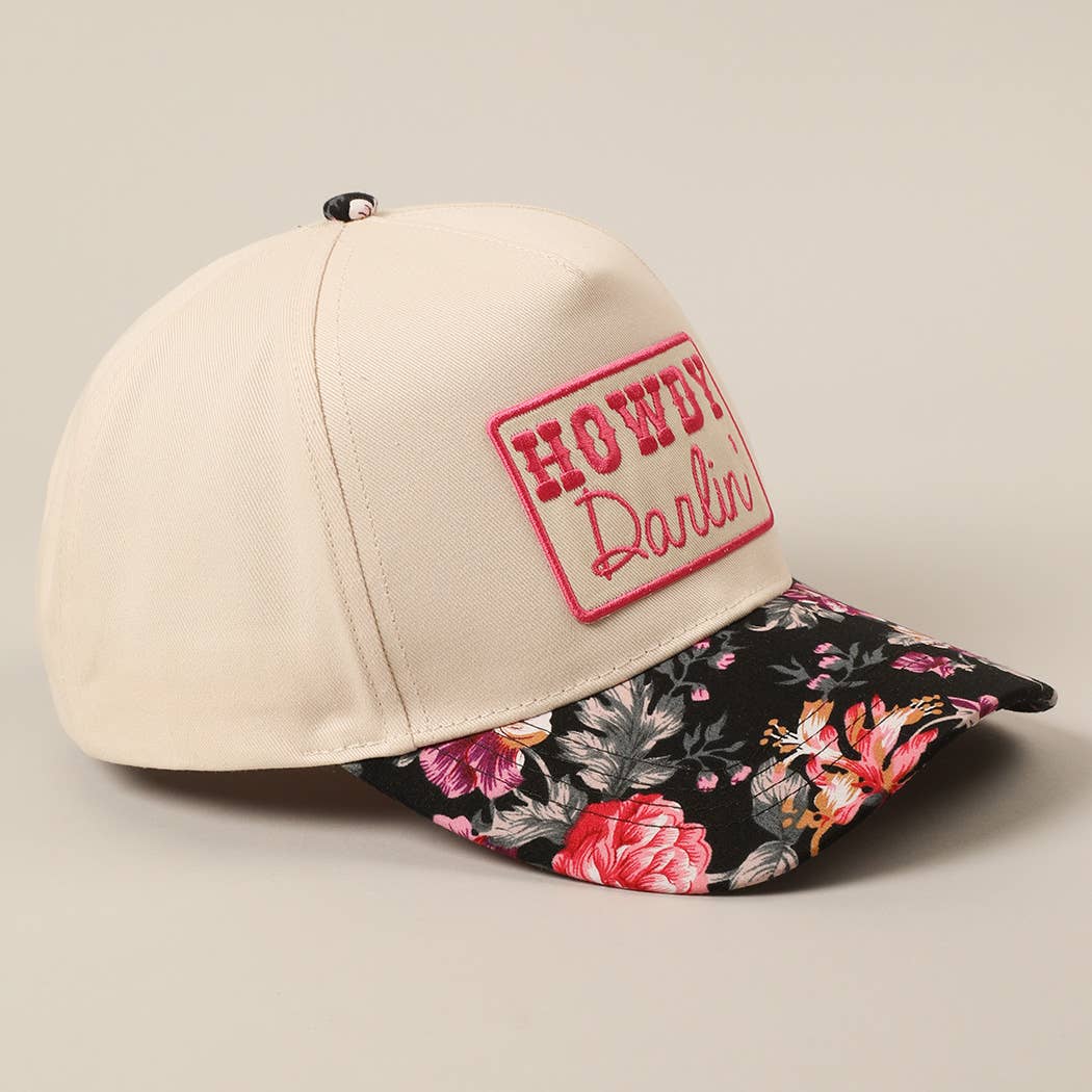HOWDY Darlin' Embroidery Patch Floral Two-Tone Hat