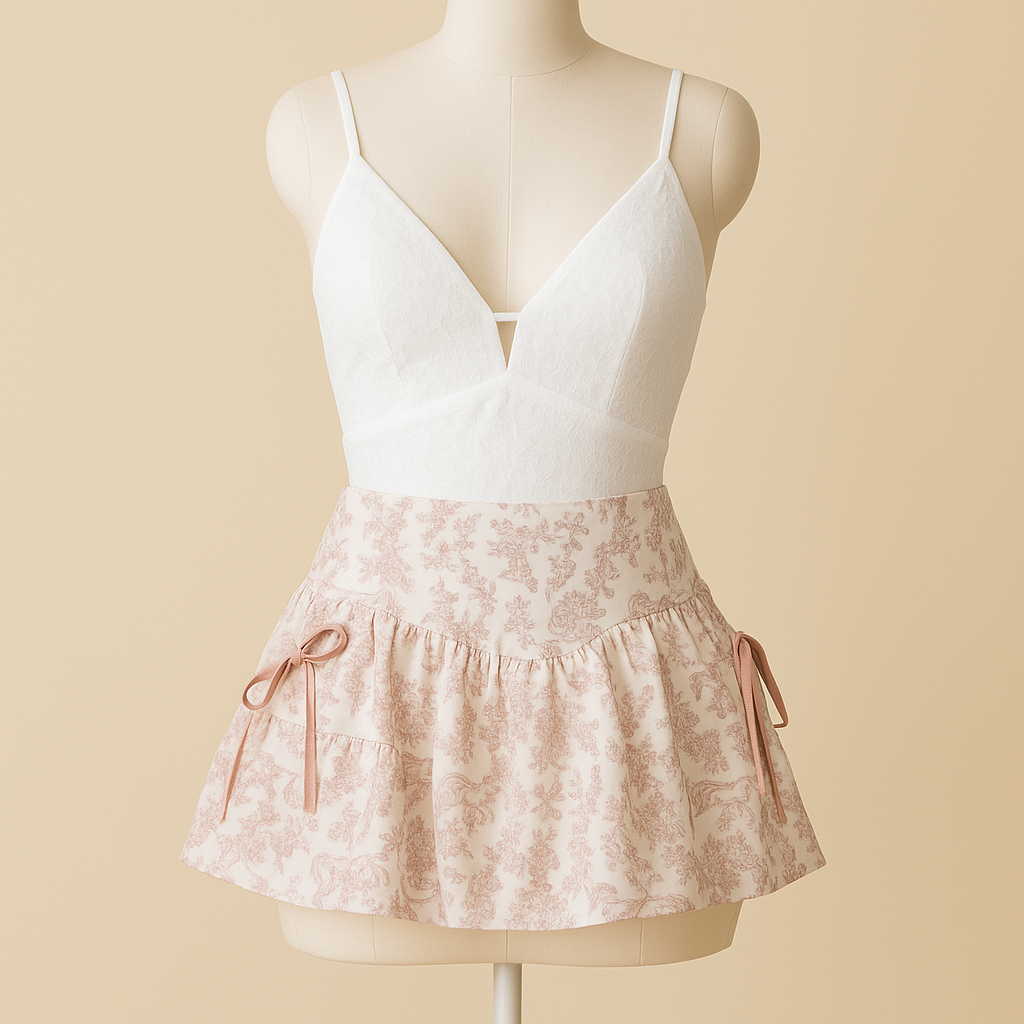 Lace Tank Top With Bubble Hem