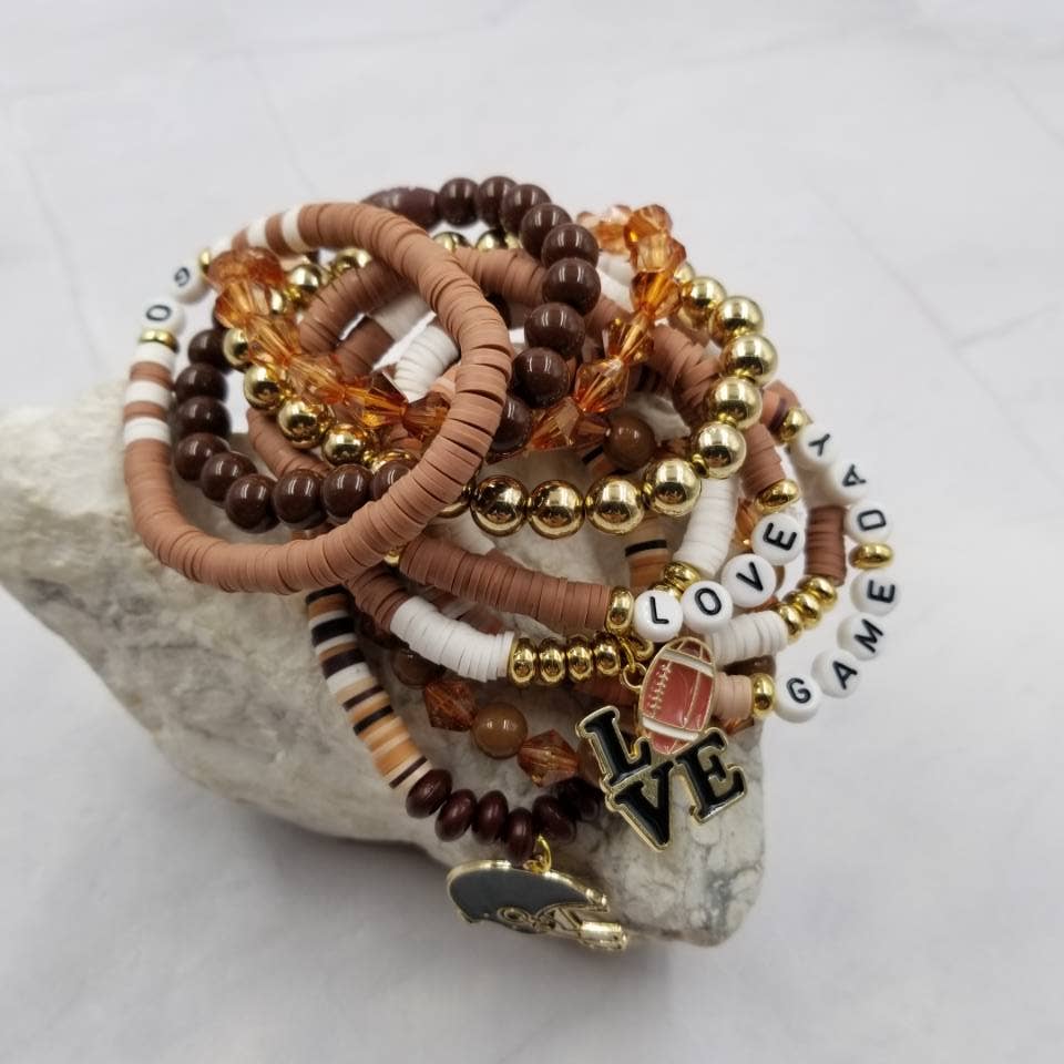 Football Gameday Stretch Bracelets - Set of 10