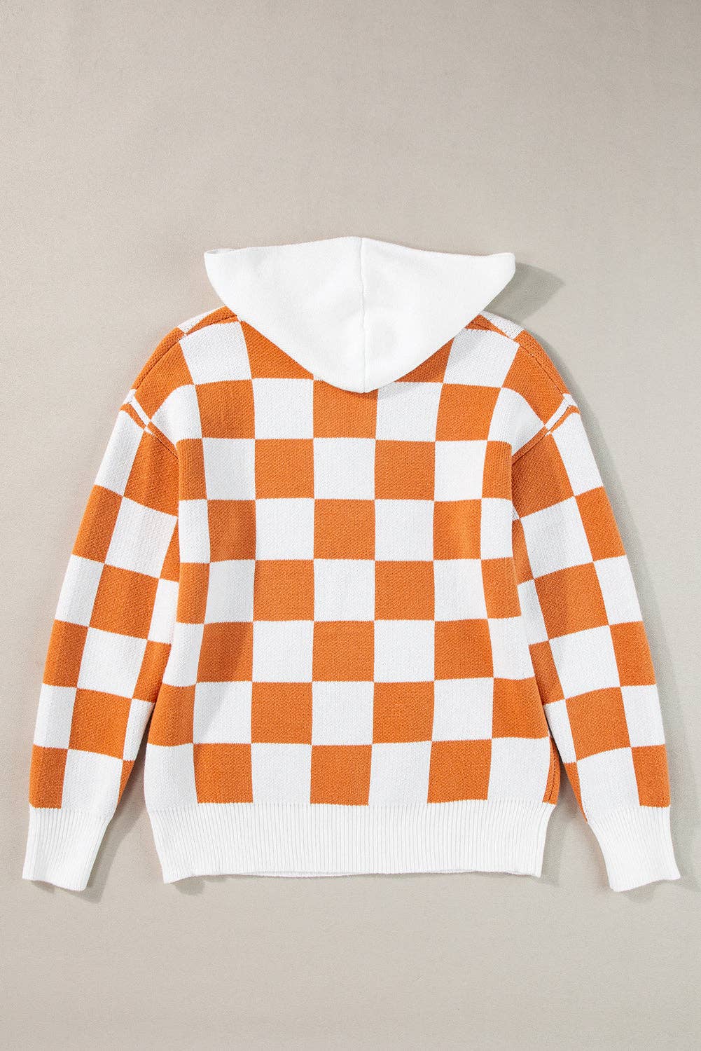 Checker Colorblock Hooded Sweater