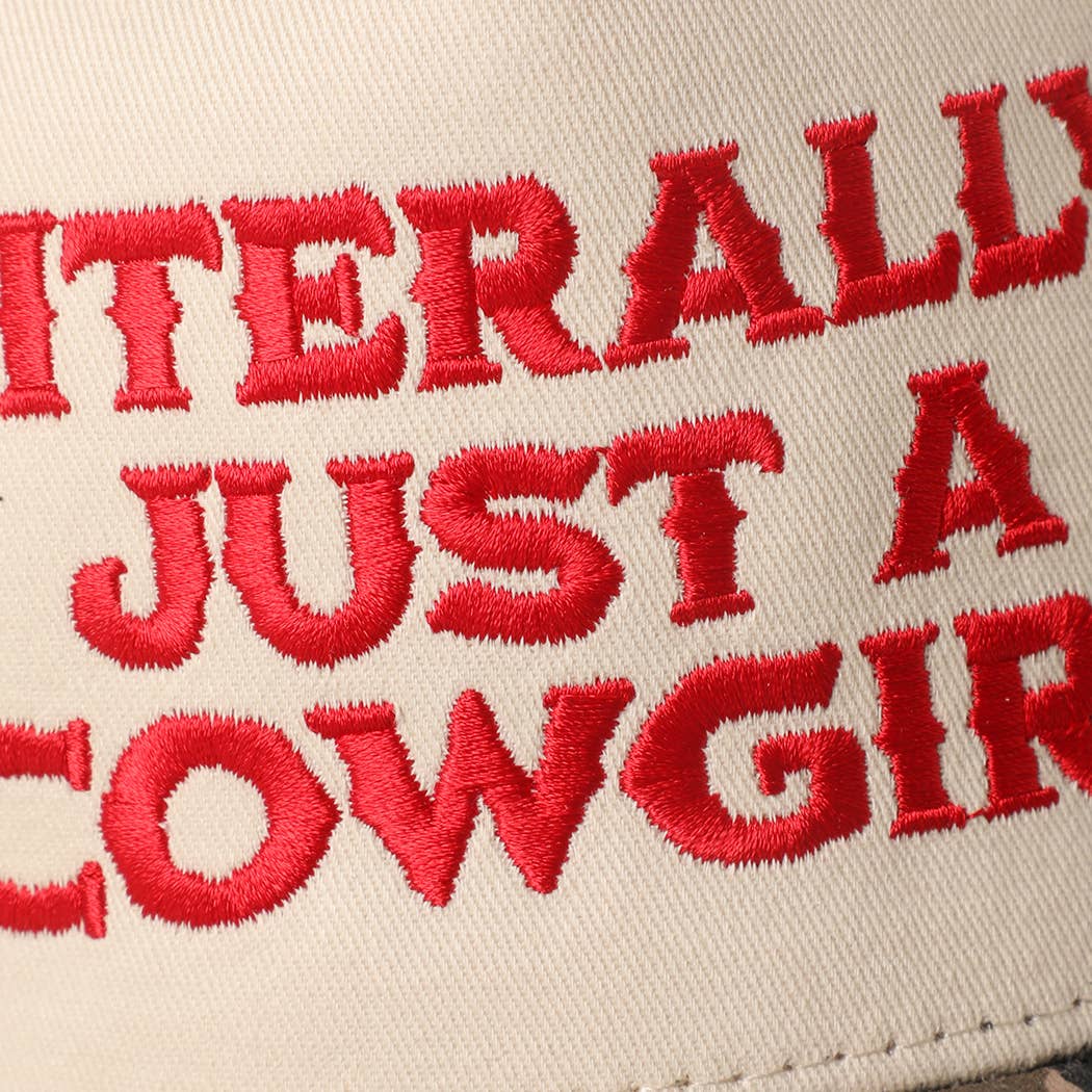 LITERALLY JUST A COWGIRL Leopard Trucker Hat