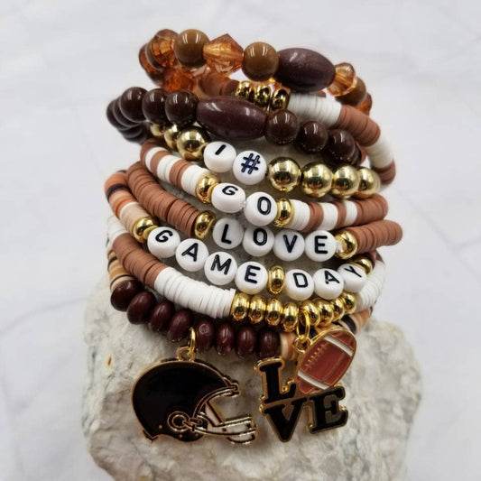 Football Gameday Stretch Bracelets - Set of 10