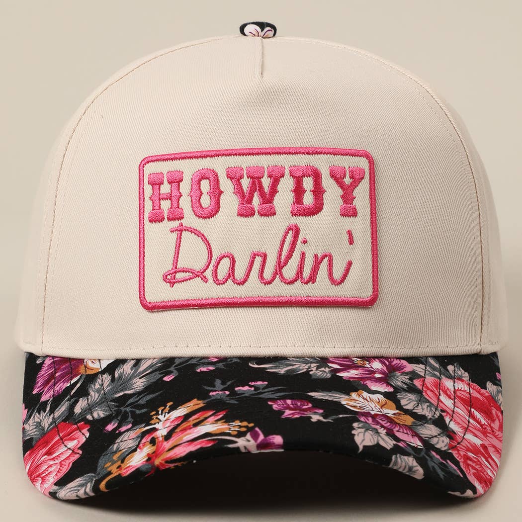 HOWDY Darlin' Embroidery Patch Floral Two-Tone Hat