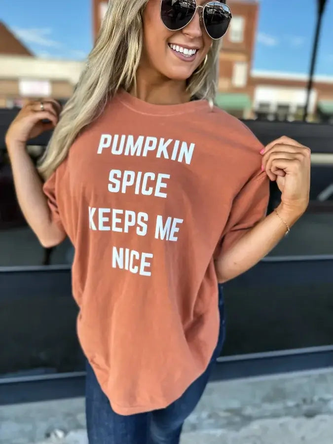Pumpkin Spice Keeps Me Nice Graphic Tee