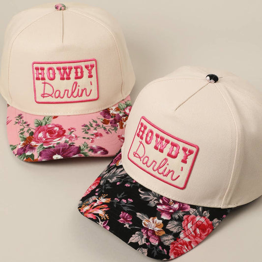 HOWDY Darlin' Embroidery Patch Floral Two-Tone Hat