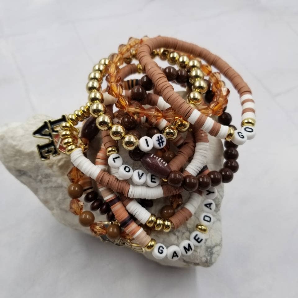 Football Gameday Stretch Bracelets - Set of 10