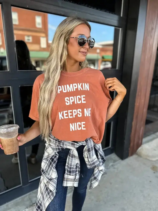 Pumpkin Spice Keeps Me Nice Graphic Tee